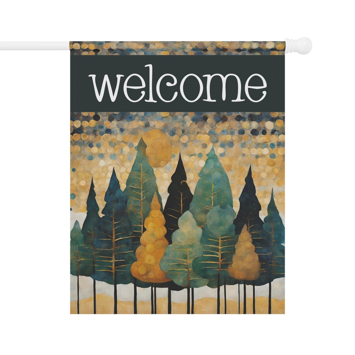 Pine Trees Welcome 2-Sided Garden & House Flag/Banner