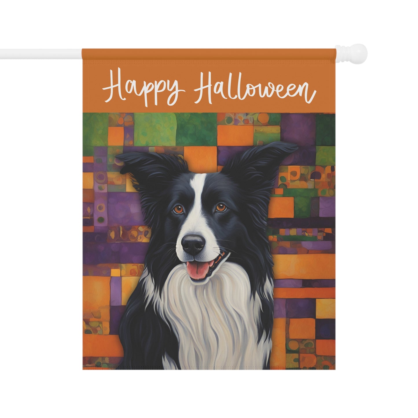 Border Collie Happy Halloween 2-Sided Garden & House Flag/Banner