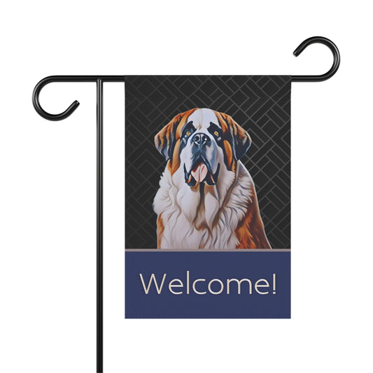 Saint Bernard Welcome 2-Sided Garden & House Flag/Banner