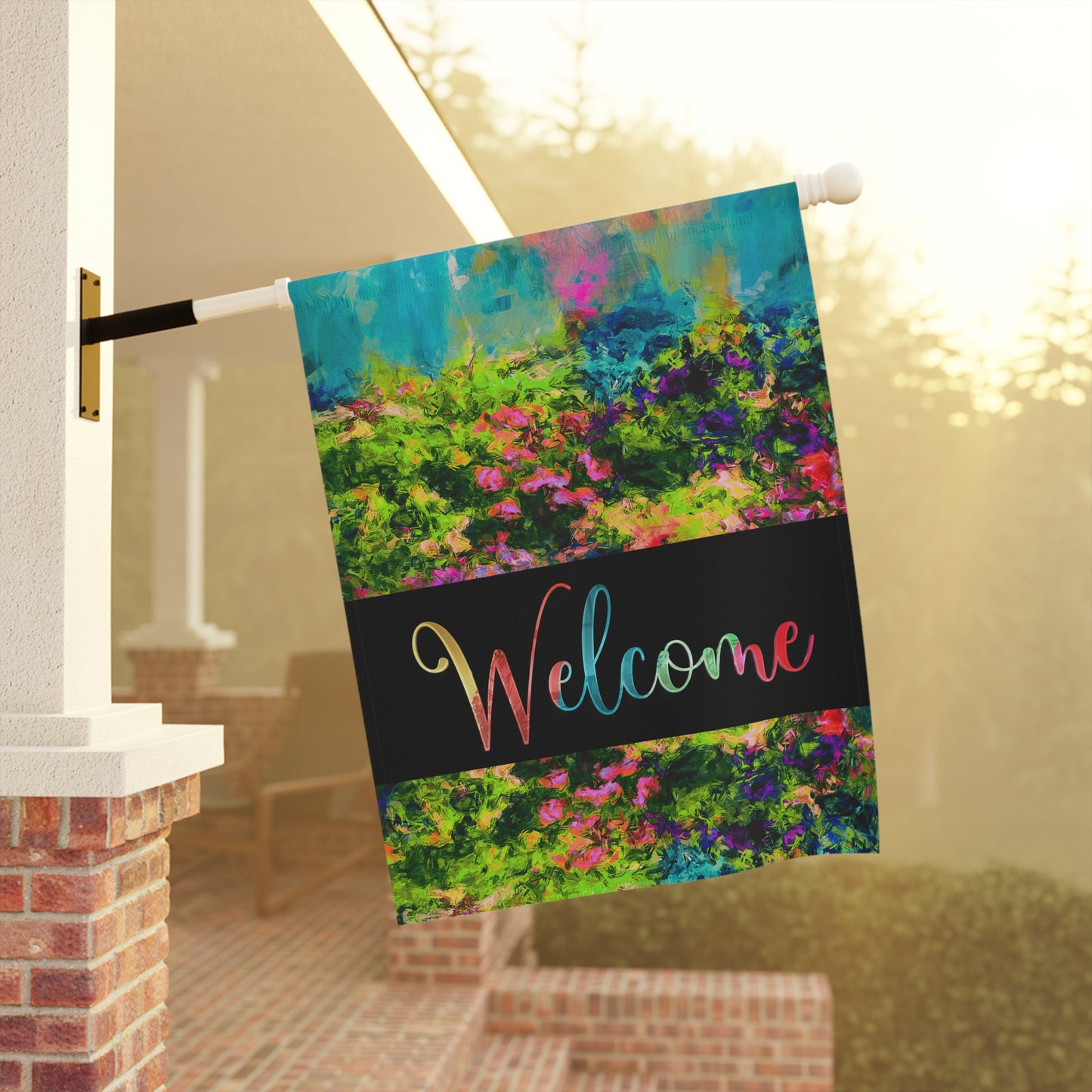 Margo Abstract Art Welcome 2-Sided Garden & House Flag/Banner