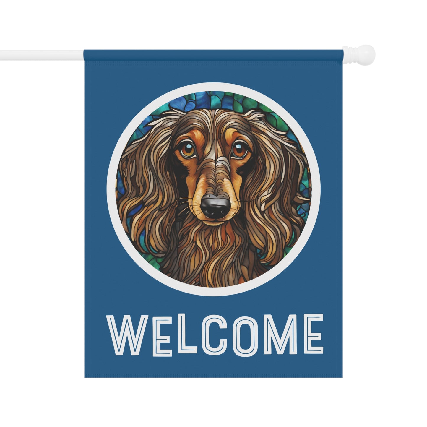 Dachshund (Long Hair) Welcome 2-Sided Garden & House Flag/Banner