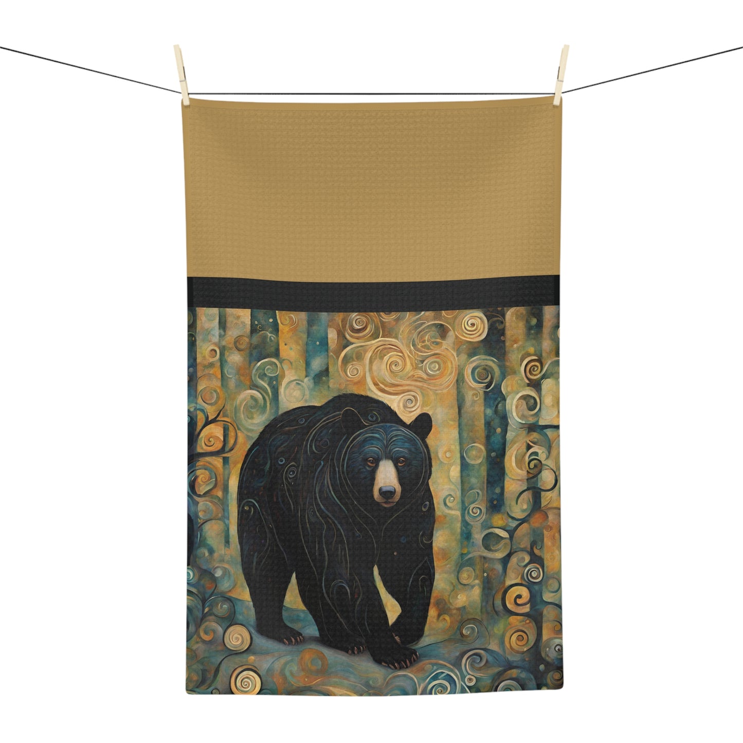 Mountain Forest Black Bear Microfiber Tea Towel