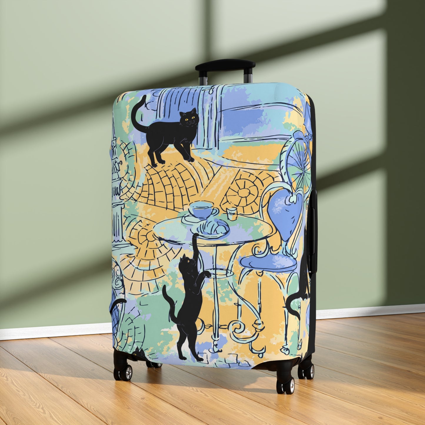 Paris Black Cats Luggage Cover