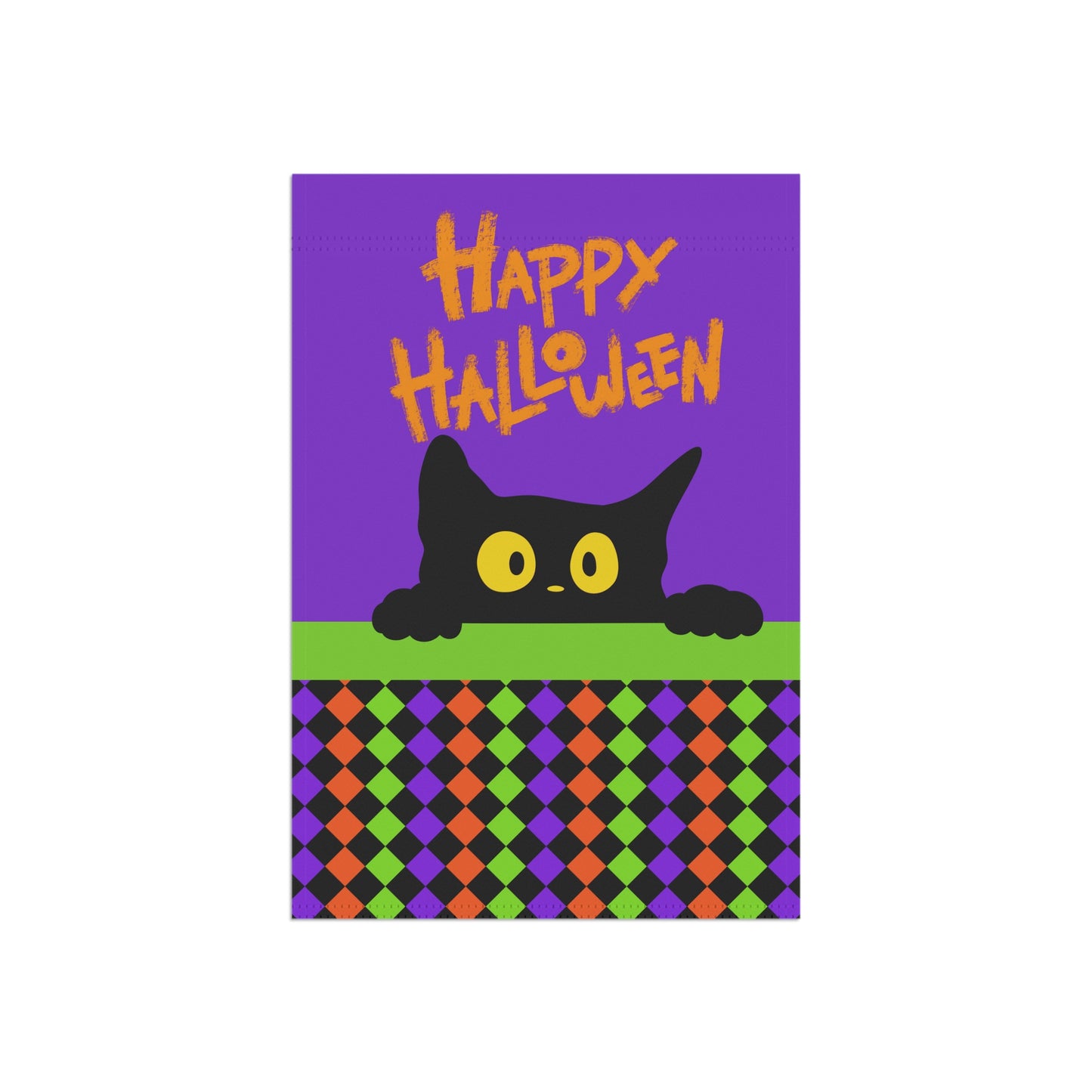 Black Cat Happy Halloween 2-Sided Garden Banner