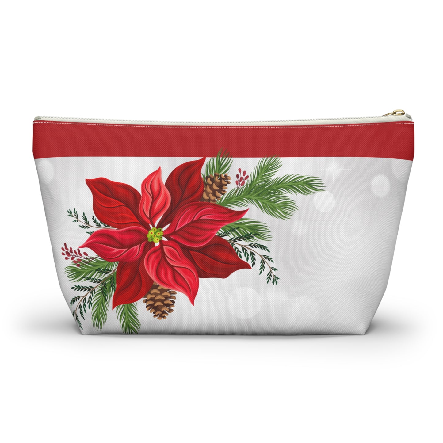 Big Poinsettia Accessory Pouch w T-bottom