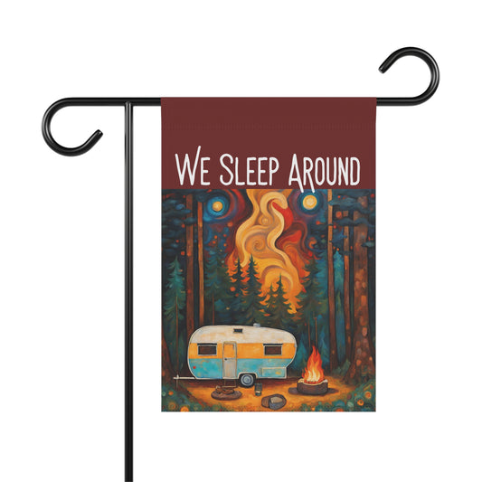 We Sleep Around Camping 2-Sided Garden & House Flag/Banner