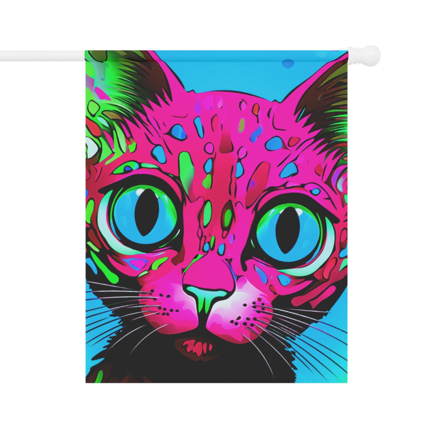 Neon Cat Face Maximalist 2-Sided Garden & House Flag/Banner