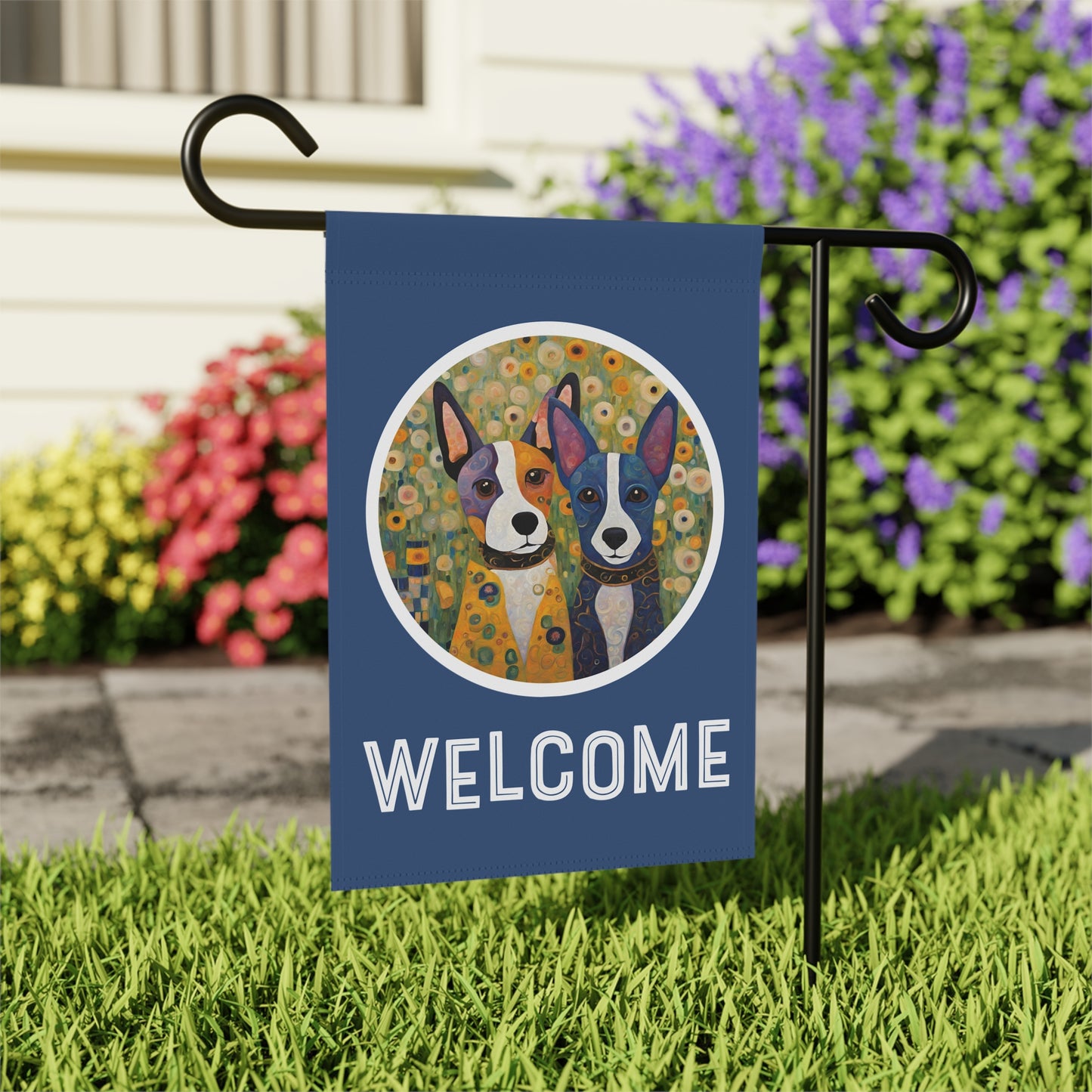 Booter & Hallie Welcome 2-Sided Garden & House Flag/Banner