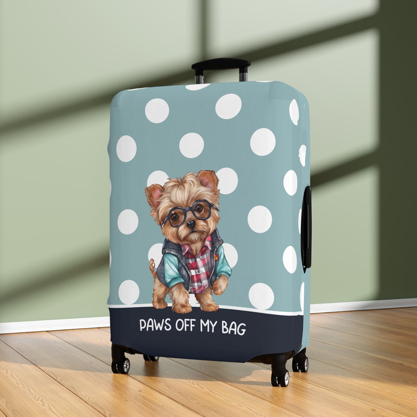 Yorkie In Jacket & Glasses Paws Of My Bag Luggage Cover