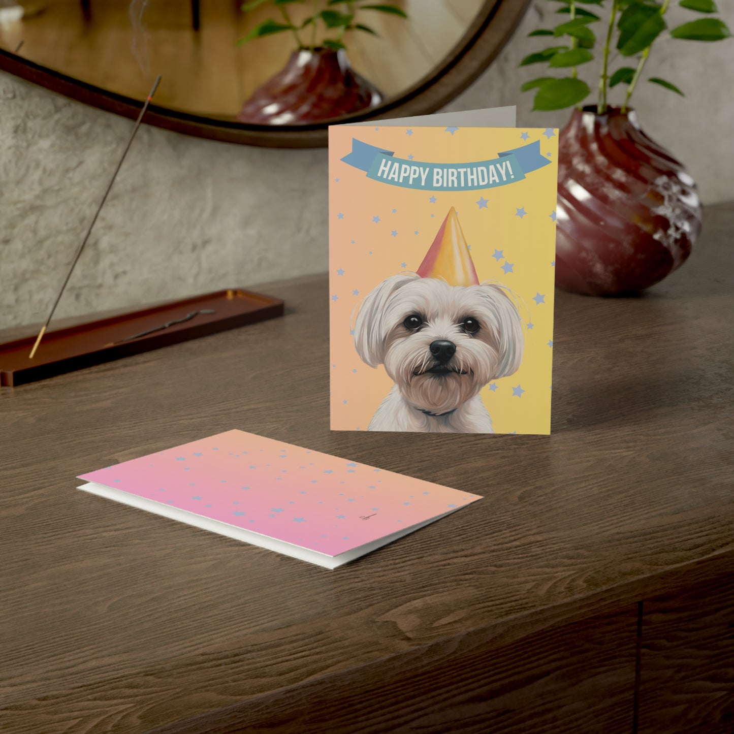 Maltese Happy Birthday 5 x 7 Greeting Cards (10 Pack)