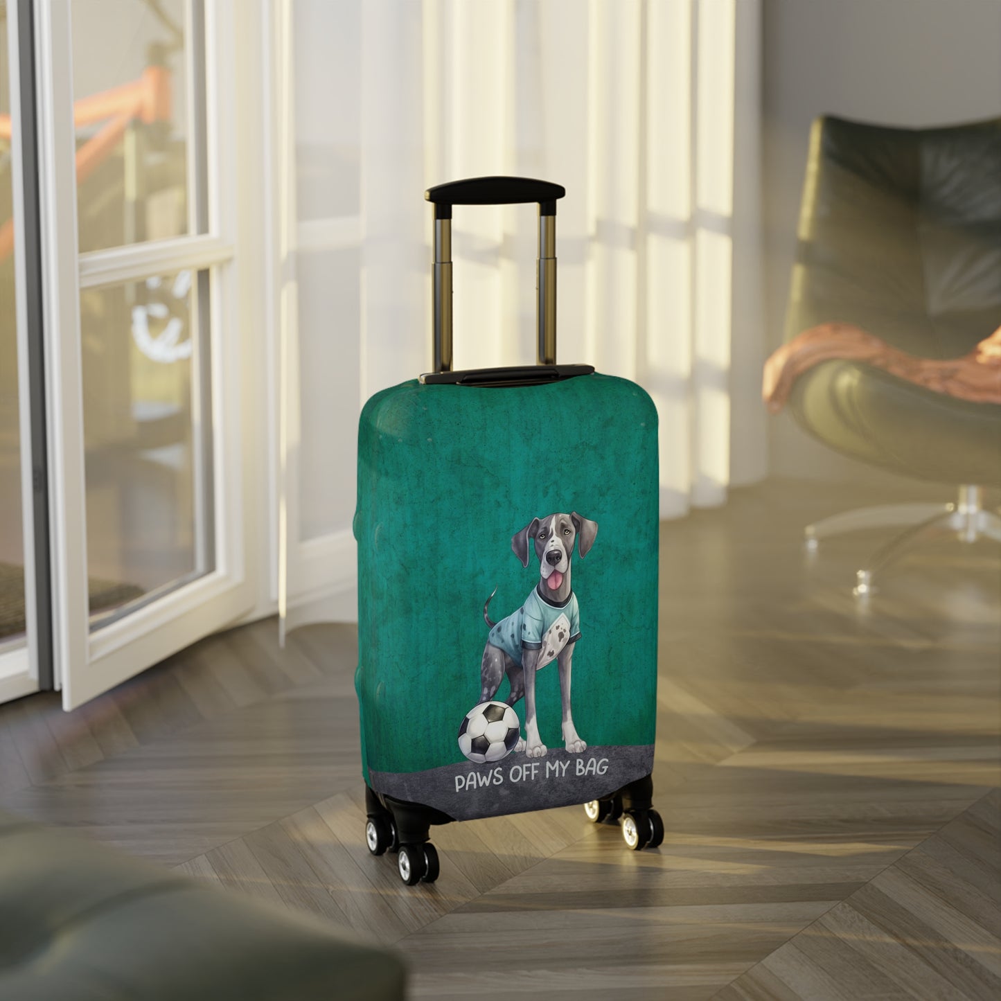 Great Dane with Soccer Ball Paws Off My Bag Luggage Cover