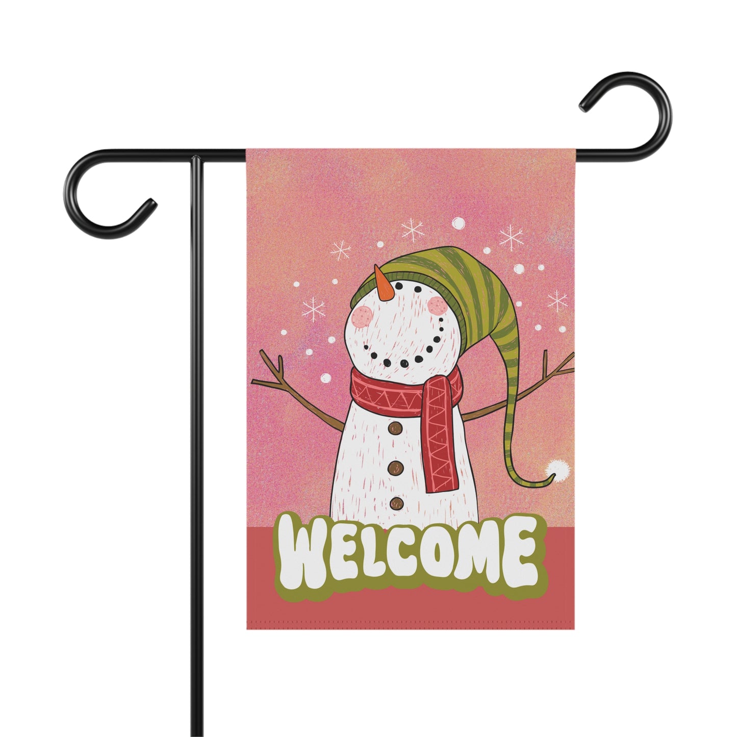 Watercolor Snowman Welcome 2-Sided Garden & House Flag/Banner