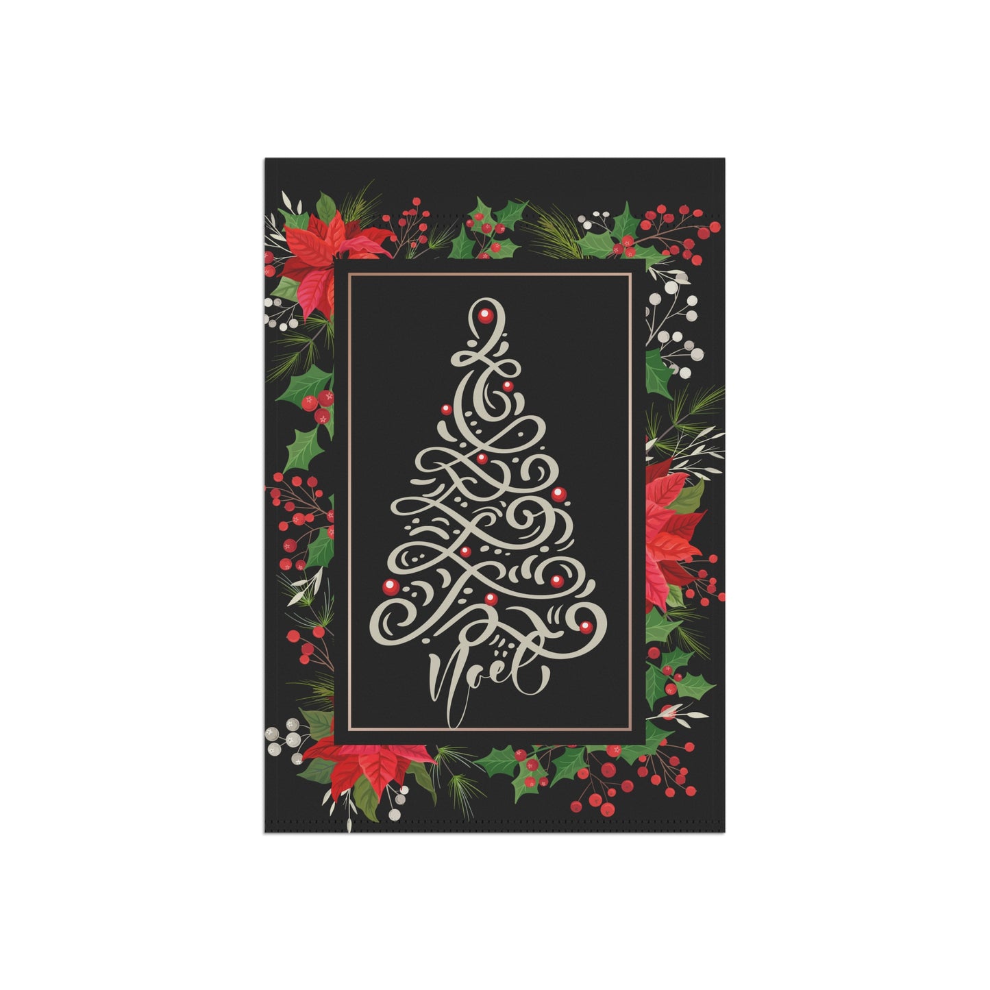 Black Noel Tree 2-Sided Garden & House Banner