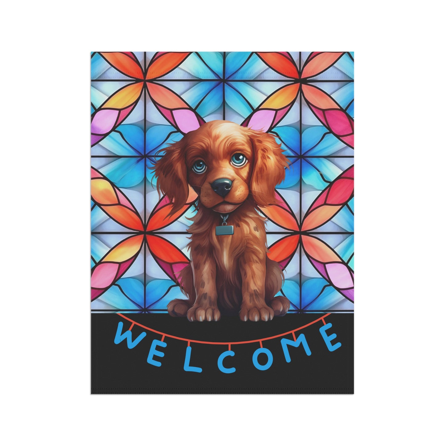 Blue-Eyed Puppy Welcome 2-Sided Garden & House Flag/Banner