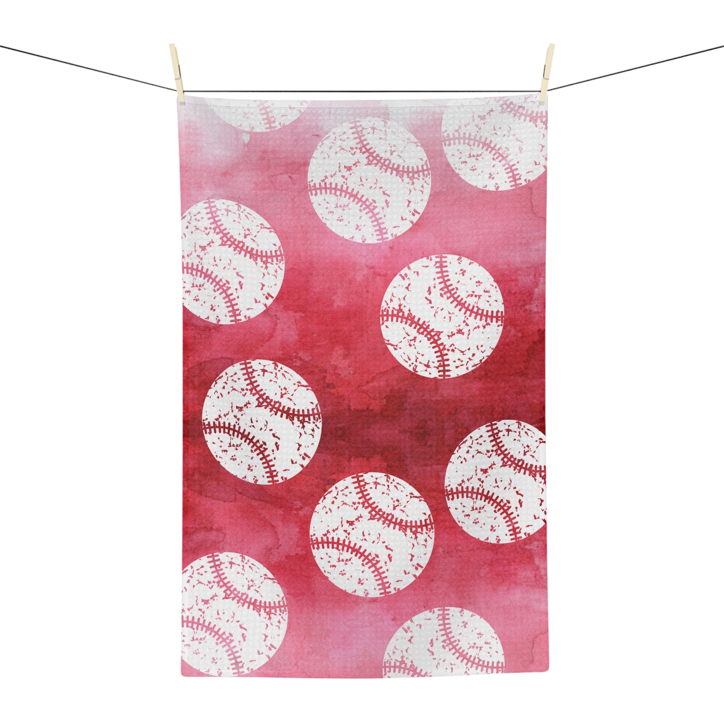 Red Baseballs Microfiber Tea Towel