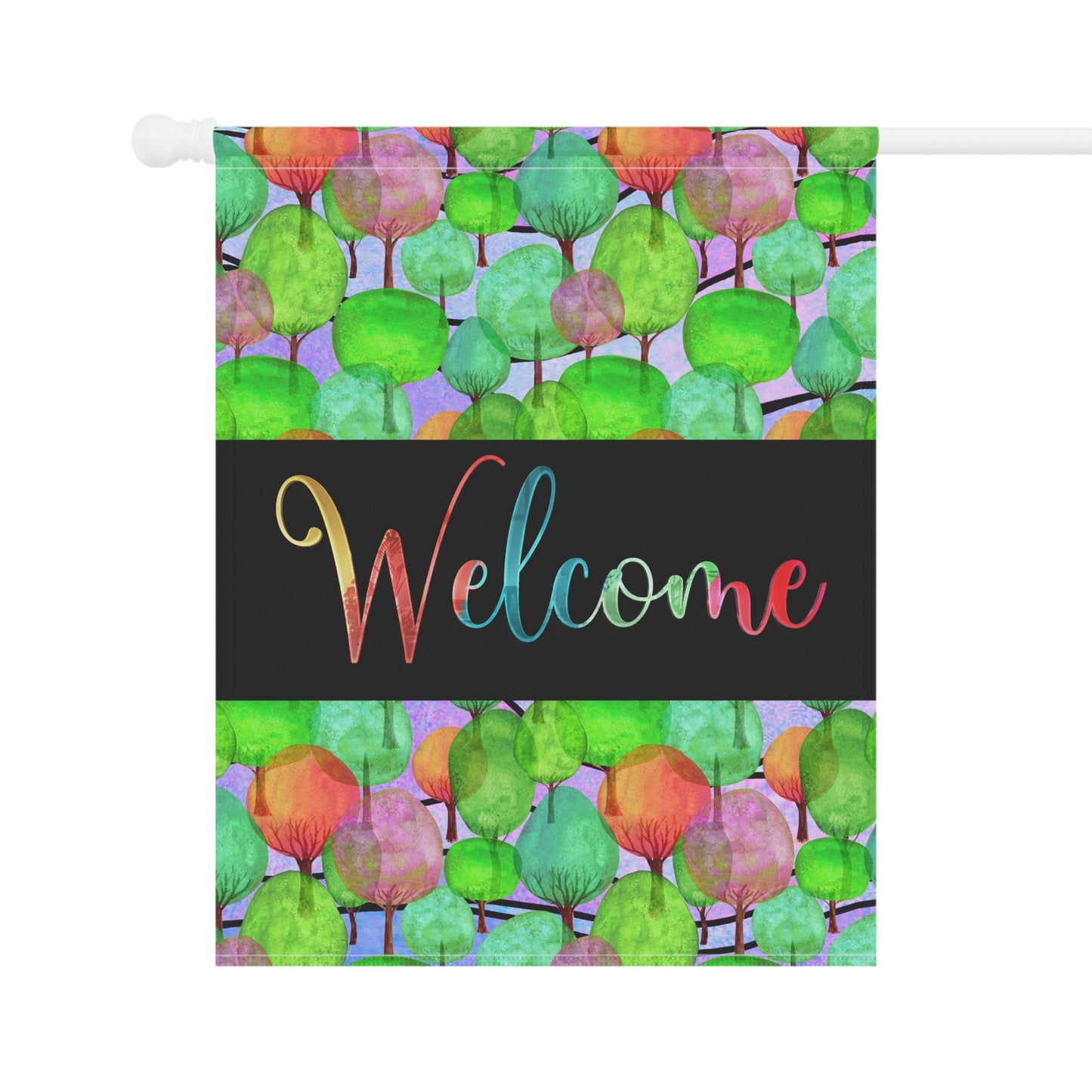 Lollipop Trees Forest Welcome 2-Sided Garden & House Flag/Banner