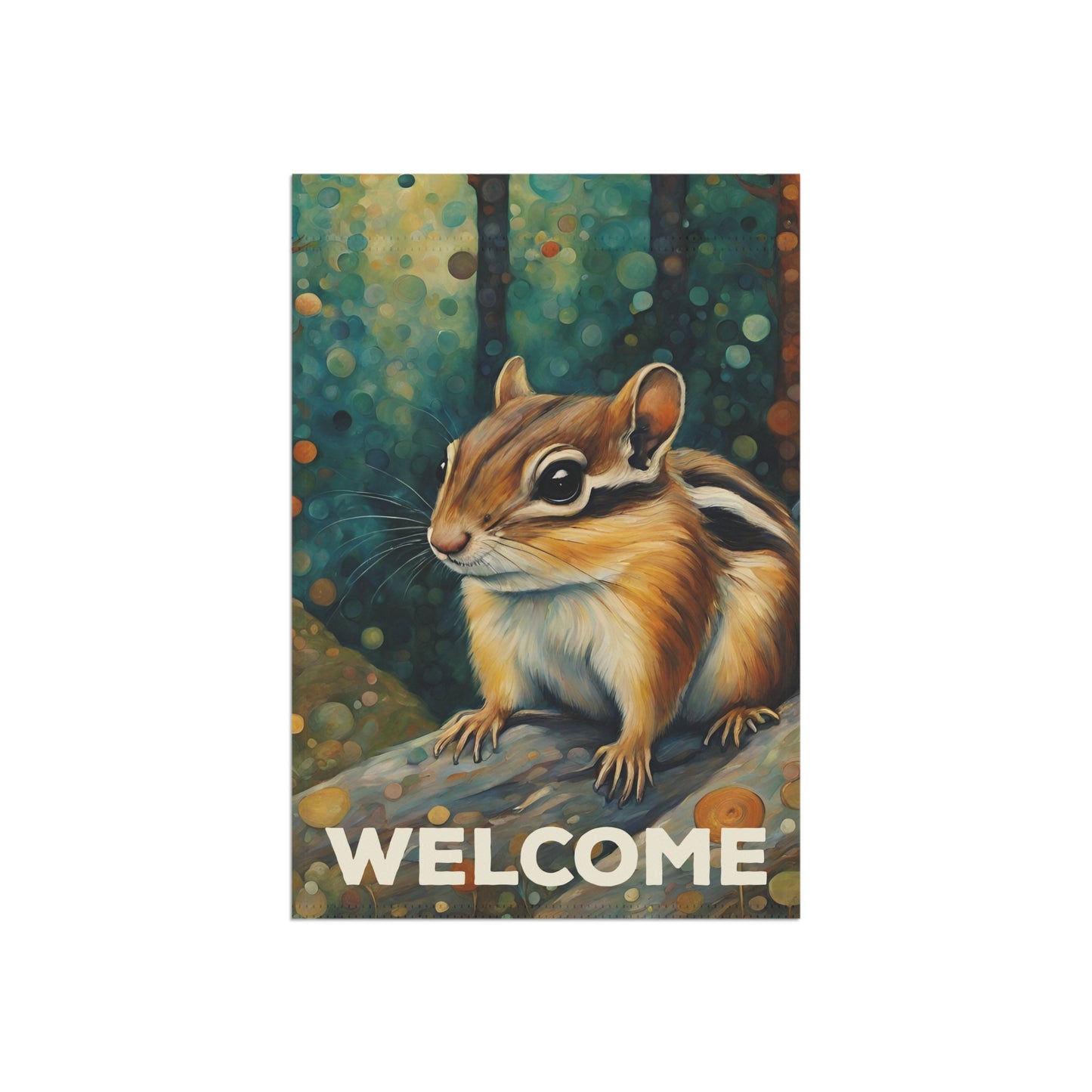 Mountain Forest Chipmunk Welcome 2-Sided Garden & House Flag/Banner