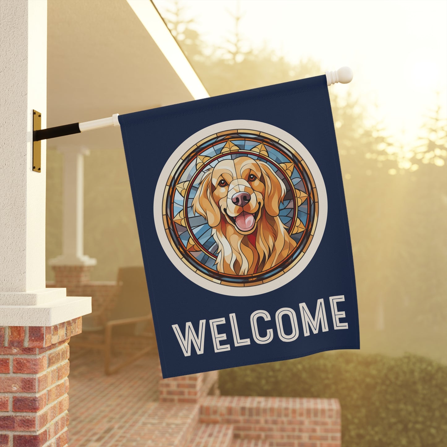 Golden Retriever Welcome 2-Sided Garden & House Flag/Banner