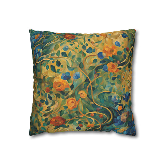 Captivated Floral Square Poly Canvas Pillowcase