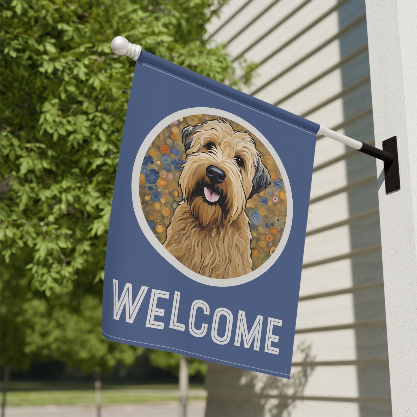 Wheaten Terrier Welcome 2-Sided Garden & House Flag/Banner