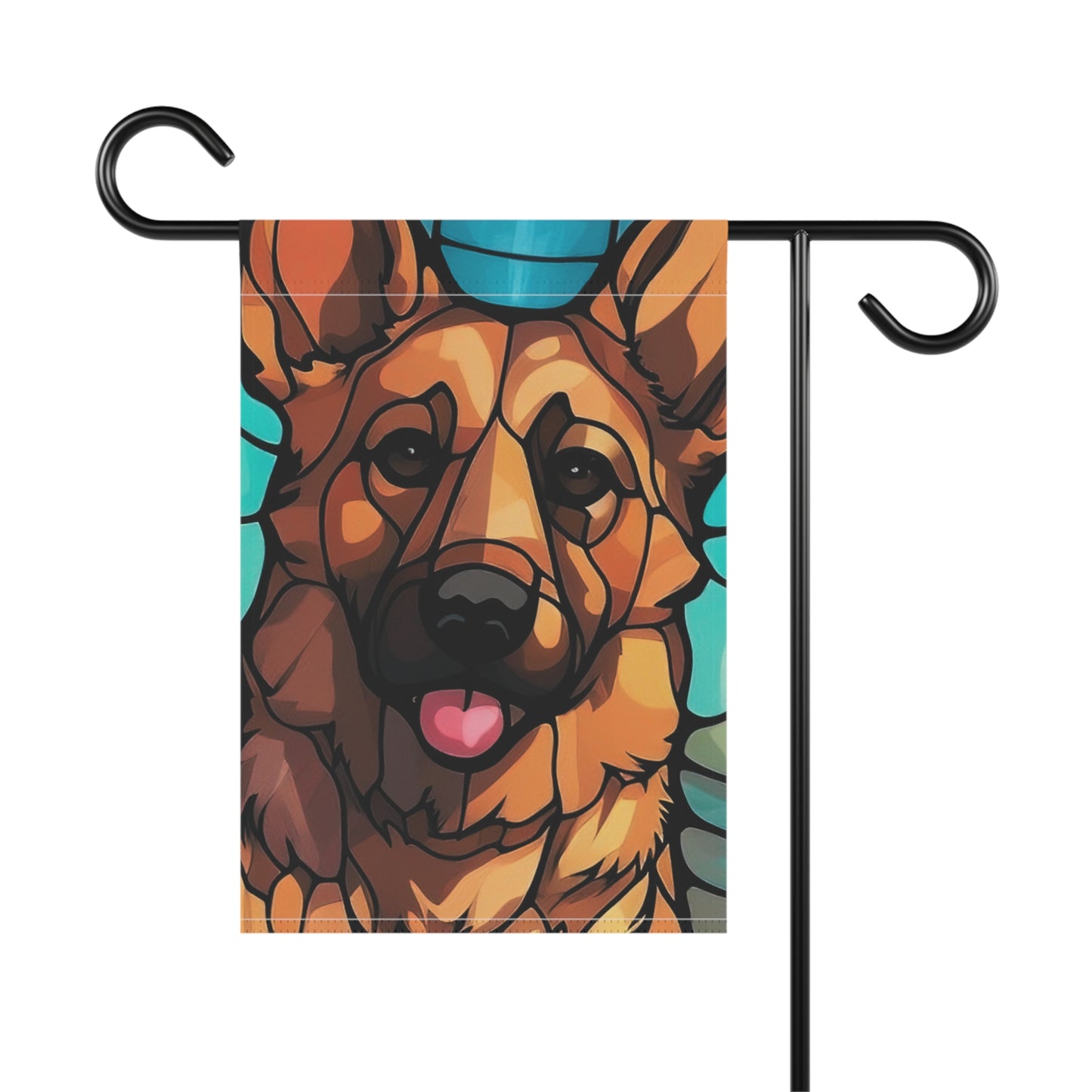 German Shepherd Face Stained Glass Look 2-Sided Garden & House Flag/Banner