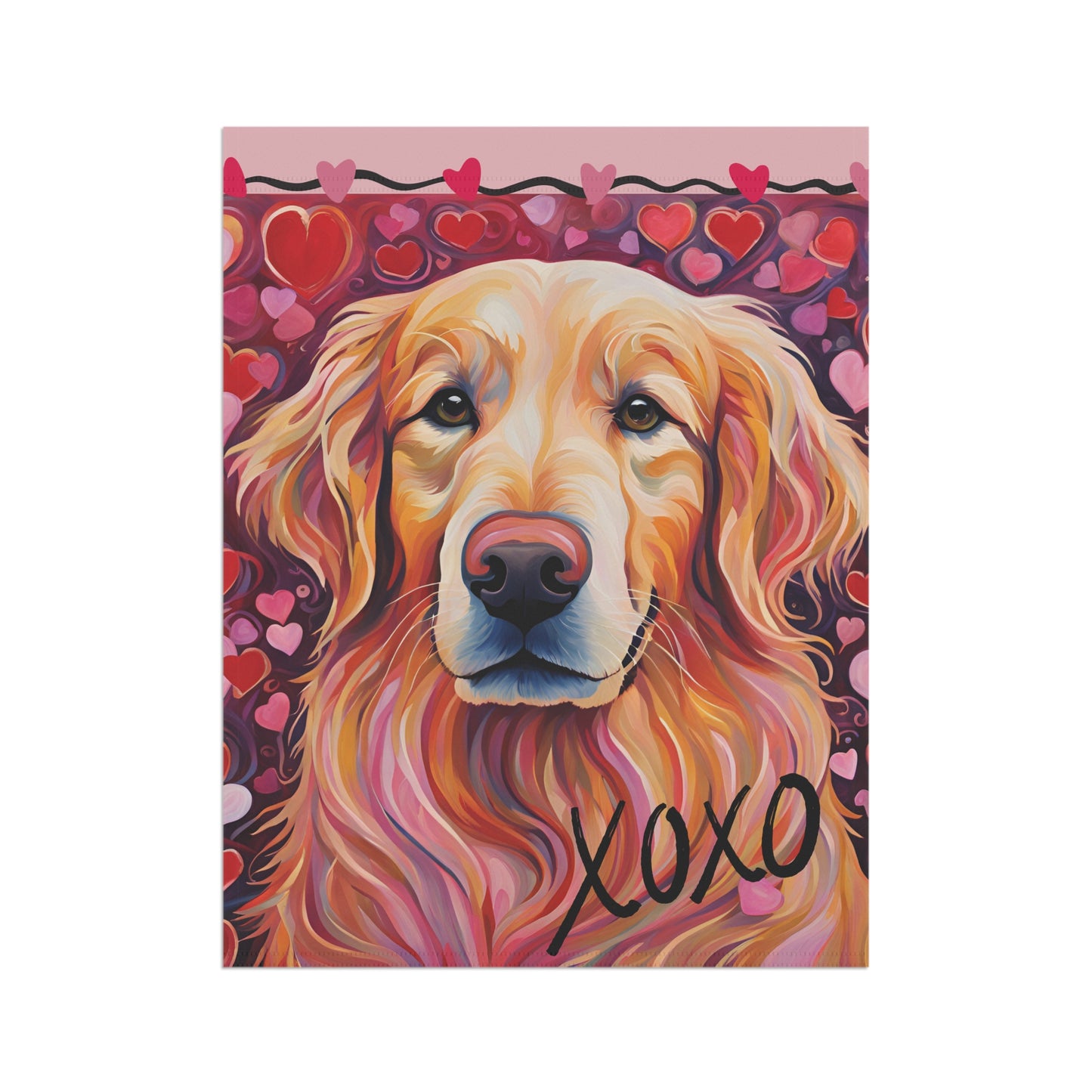 Golden Retriever Valentine 2-Sided Garden & House Flag/Banner