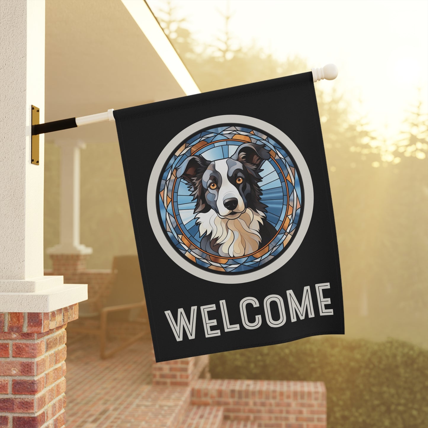 Border Collie Welcome 2-Sided Garden & House Flag/Banner