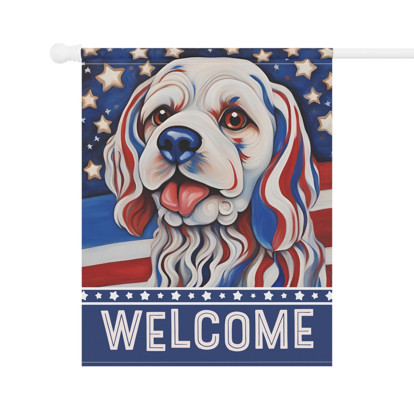 Patriotic Pup Welcome 2-Sided Garden & House Flag/Banner