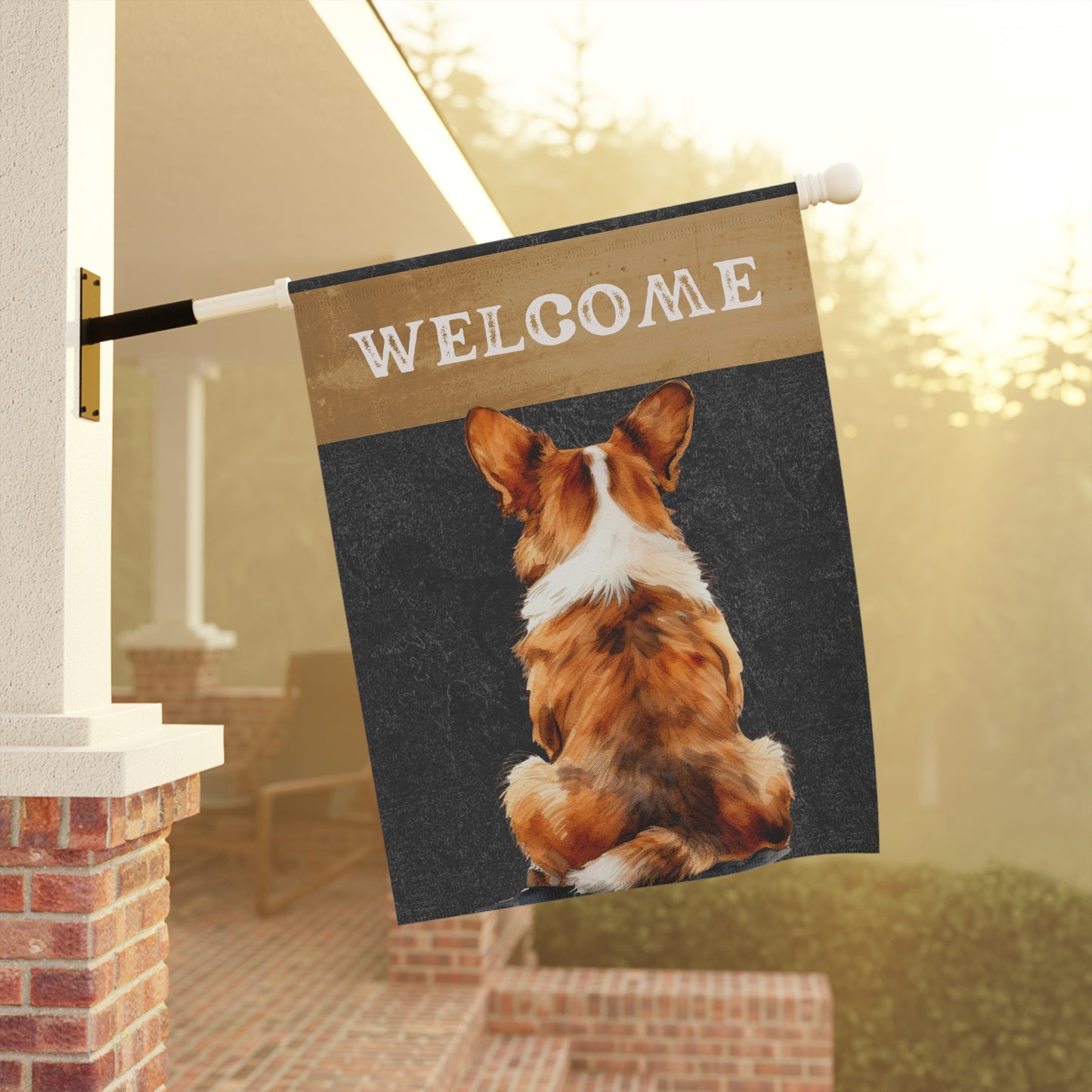 Corgi Welcome 2-Sided Garden & House Flag/Banner