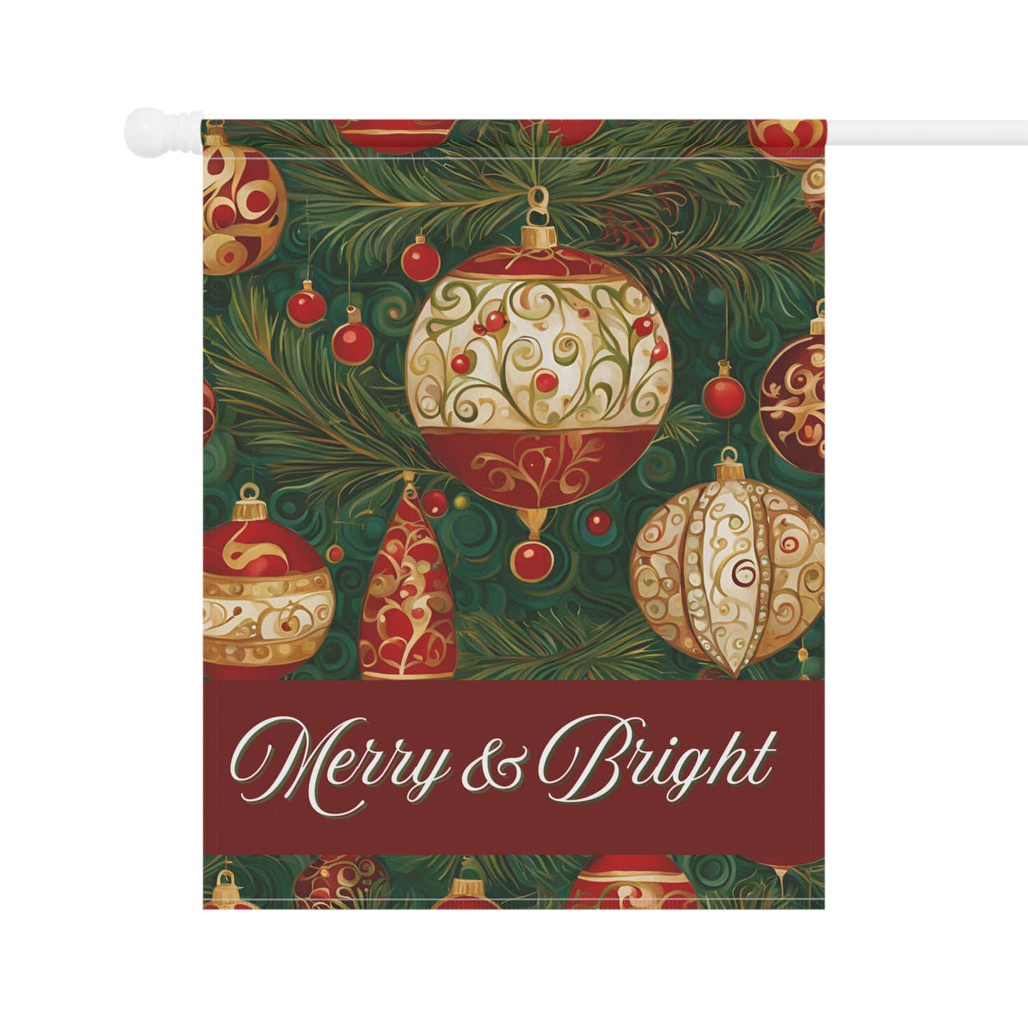 Merry & Bright Ornaments 2-Sided Garden & House Flag/Banner