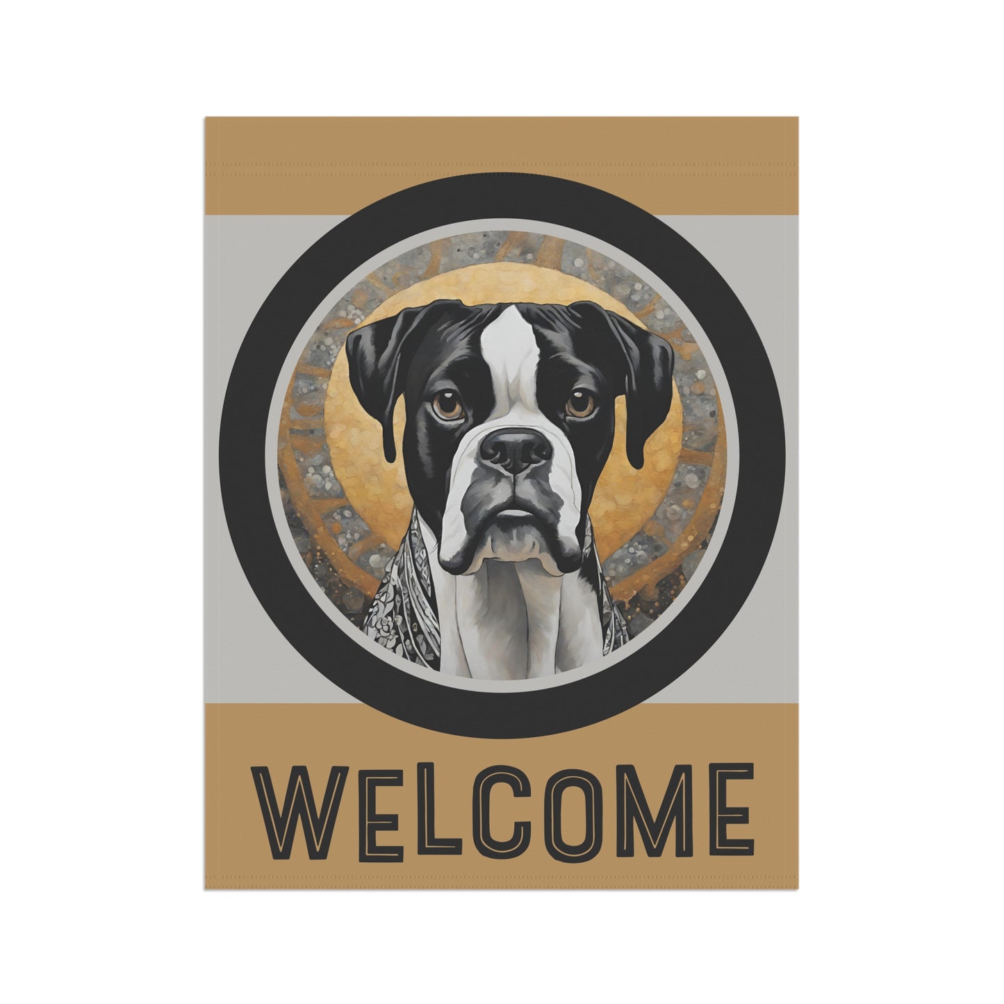 Boxer (Black & White) Welcome 2-Sided Garden & House Flag/Banner