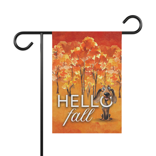 Dachshund Hello Fall 2-Sided Garden & House Flag/Banner