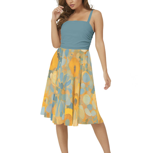 Belinda Sleeveless Square Neck Flare Hem Midi Dress