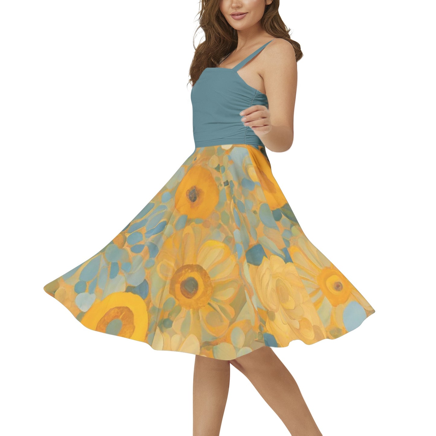 Belinda Sleeveless Square Neck Flare Hem Midi Dress