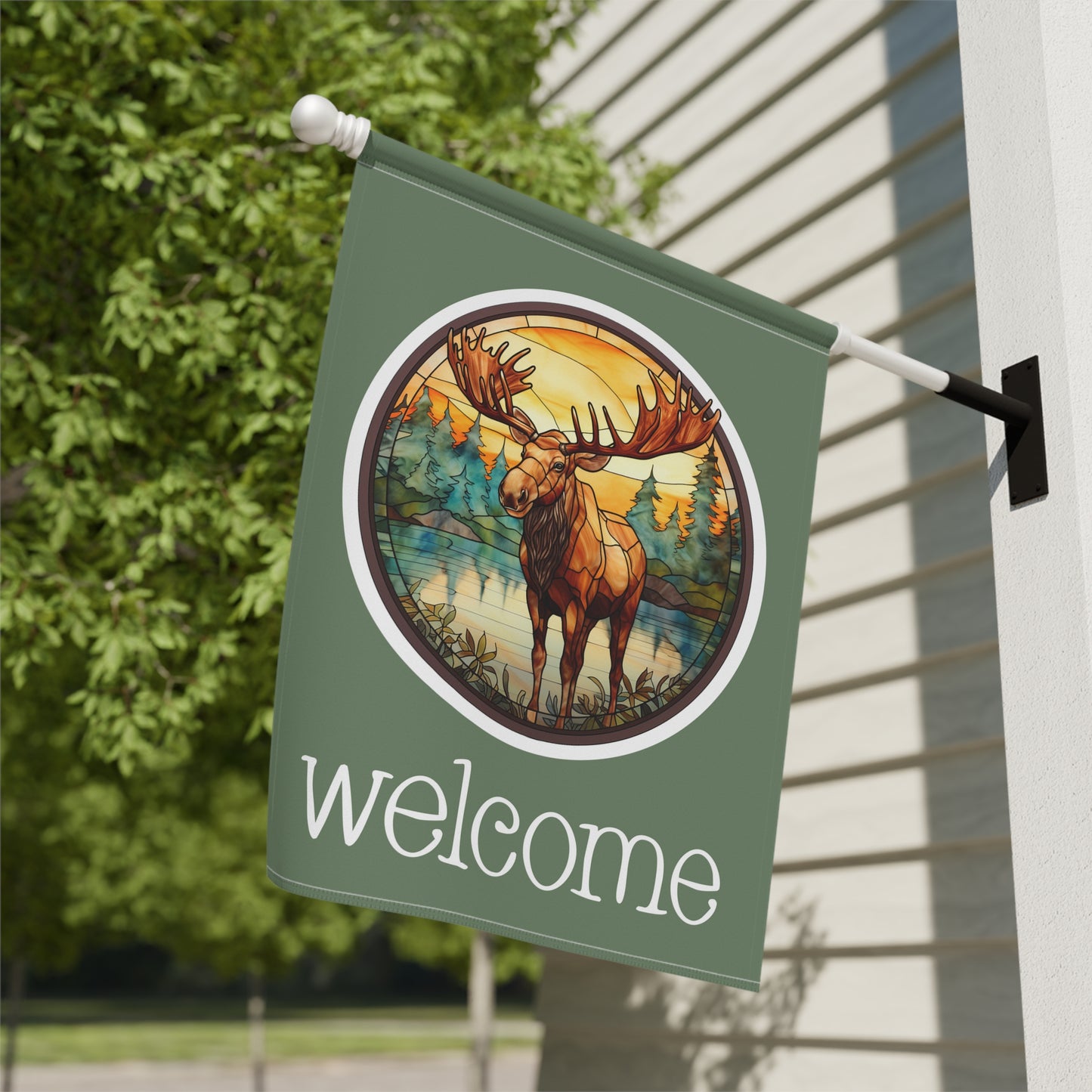 Moose Welcome 2-Sided Garden & House Flag/Banner