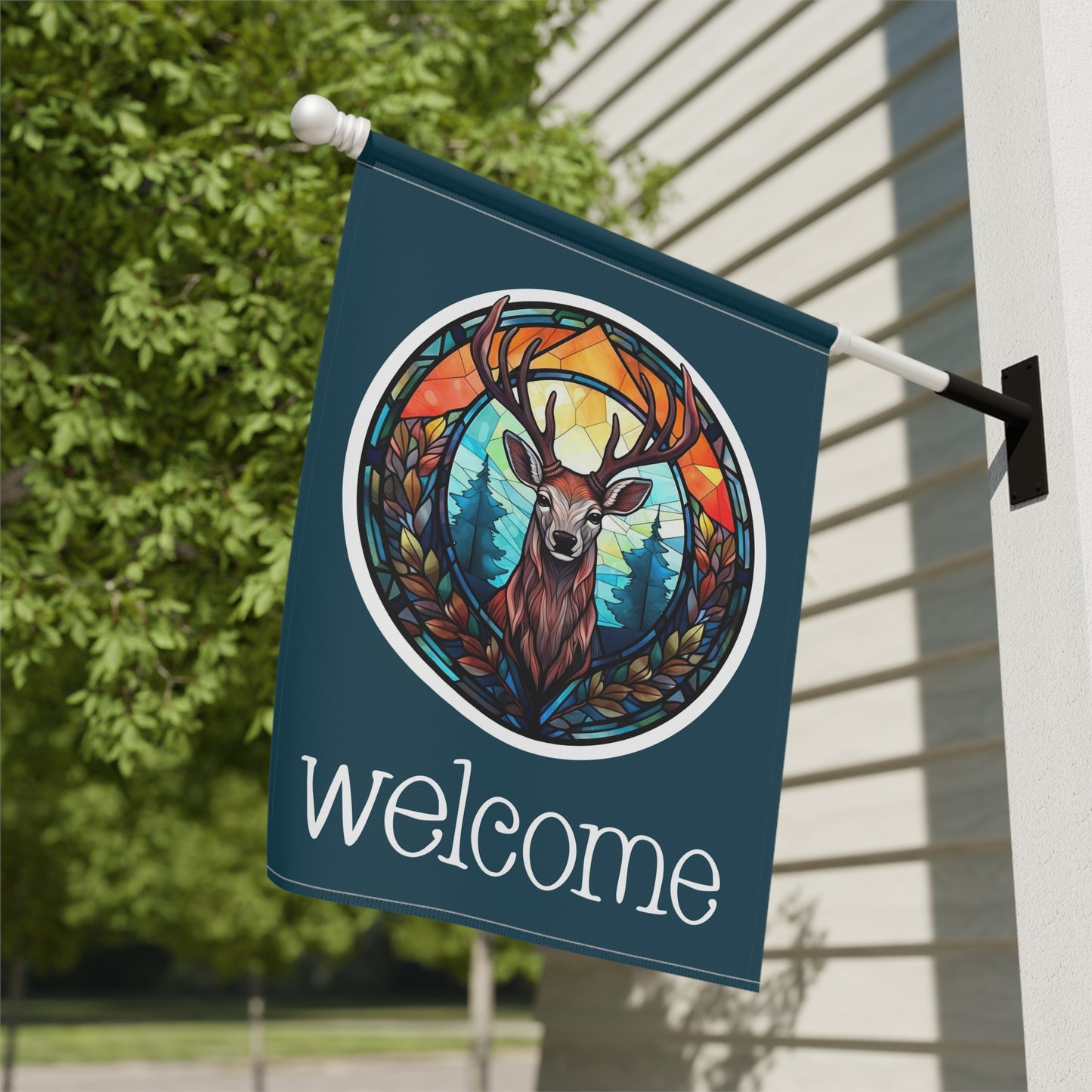 Buck Welcome 2-Sided Garden & House Flag/Banner