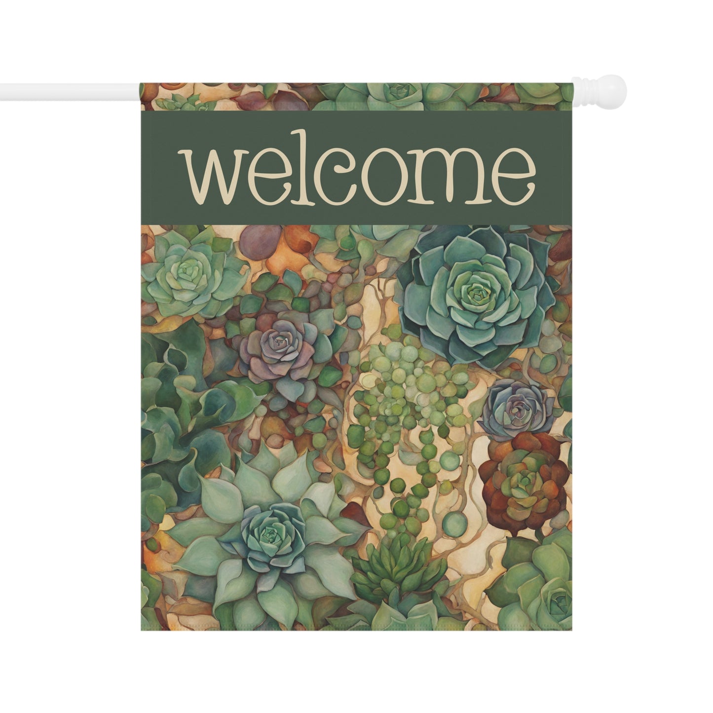 More Succulents Welcome 2-Sided Garden & House Flag/Banner