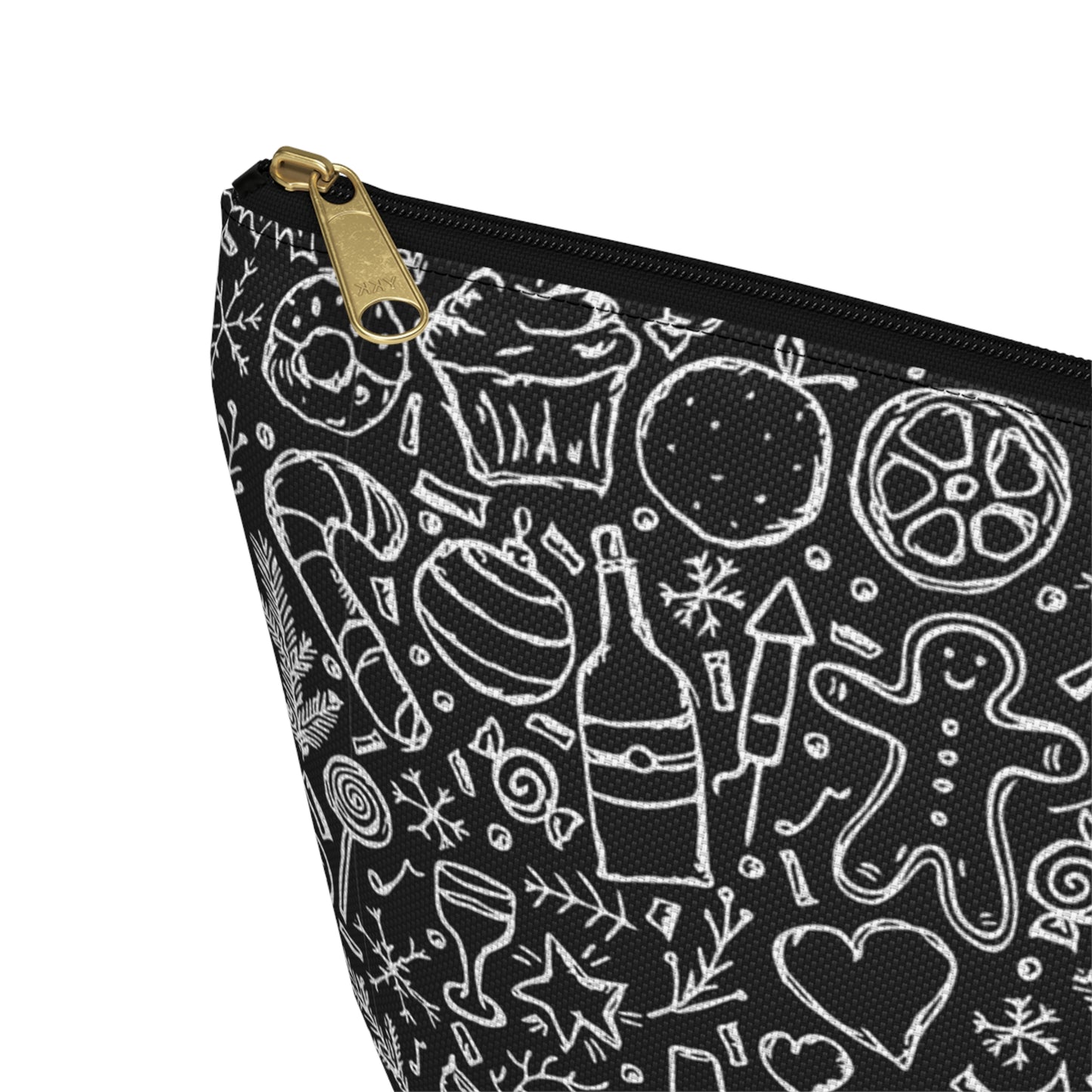 Christmas Holiday Icons in Black & White Accessory Pouch w T-bottom