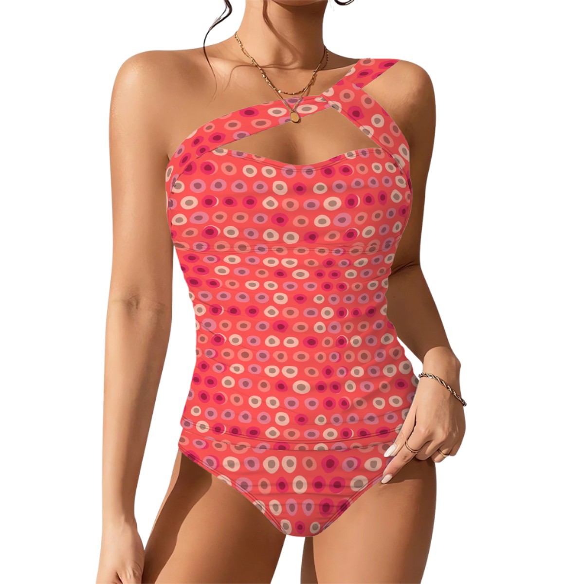 Bongo One-Shoulder Two Piece Tankini Swimsuit