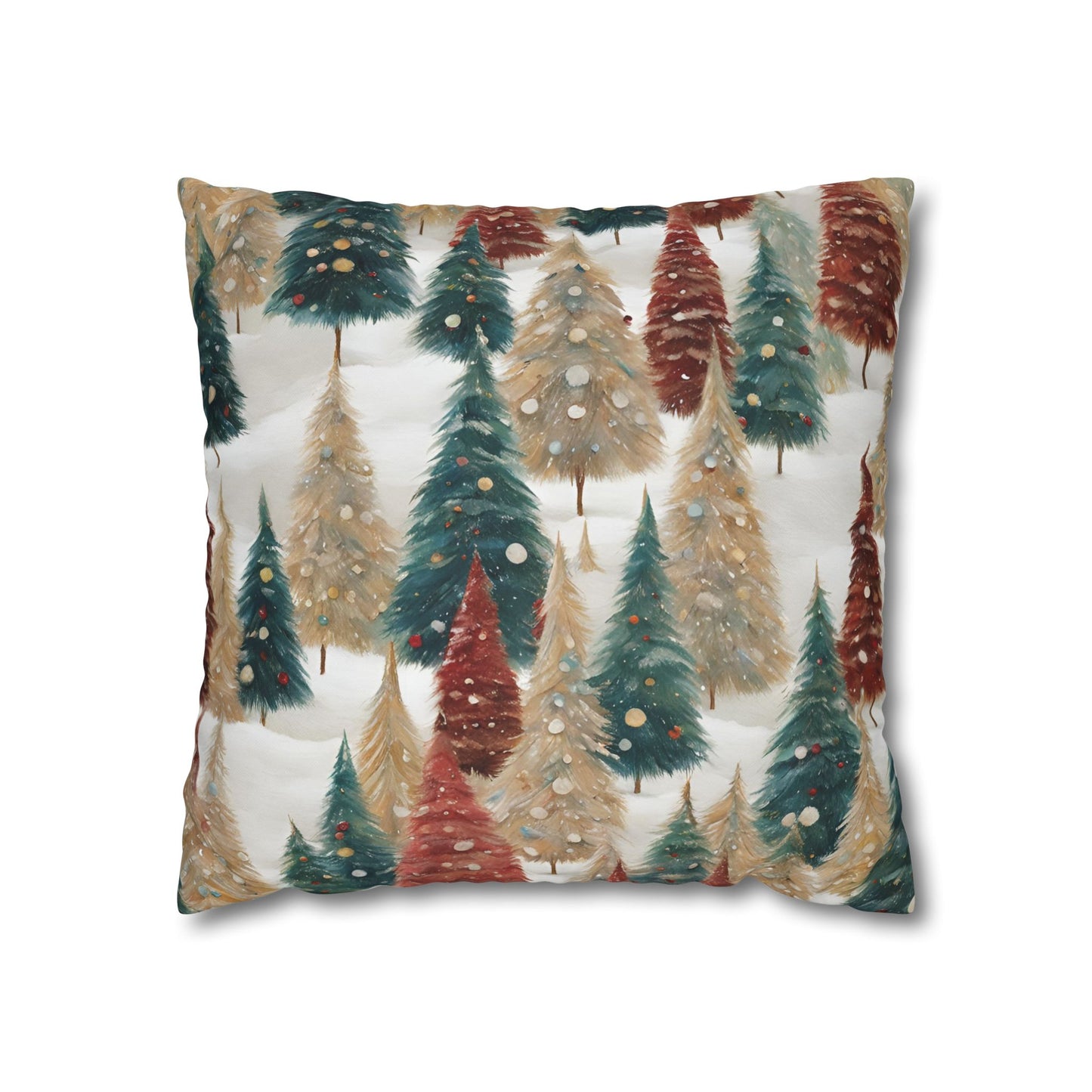 Pines in the Snow Square Poly Canvas Pillowcase