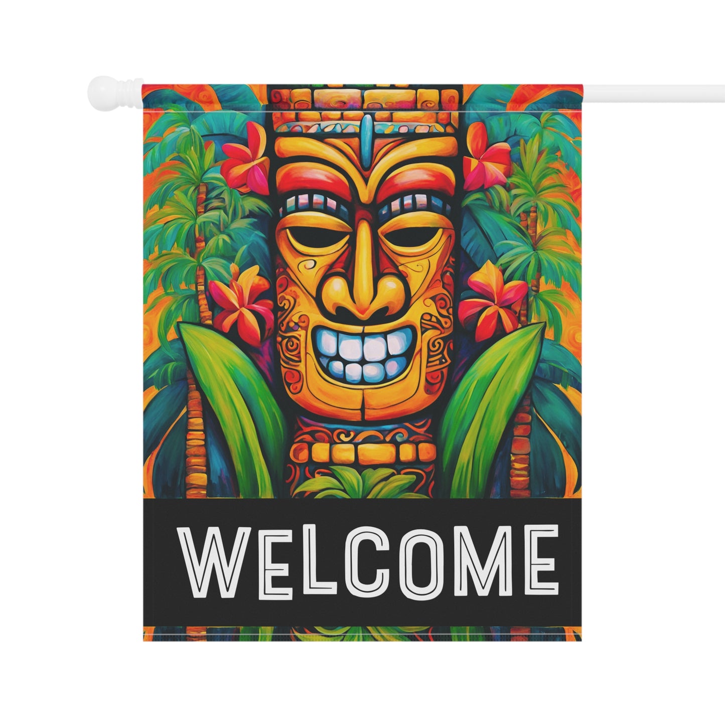 Tiki Tom Welcome 2-Sided Garden & House Flag/Banner