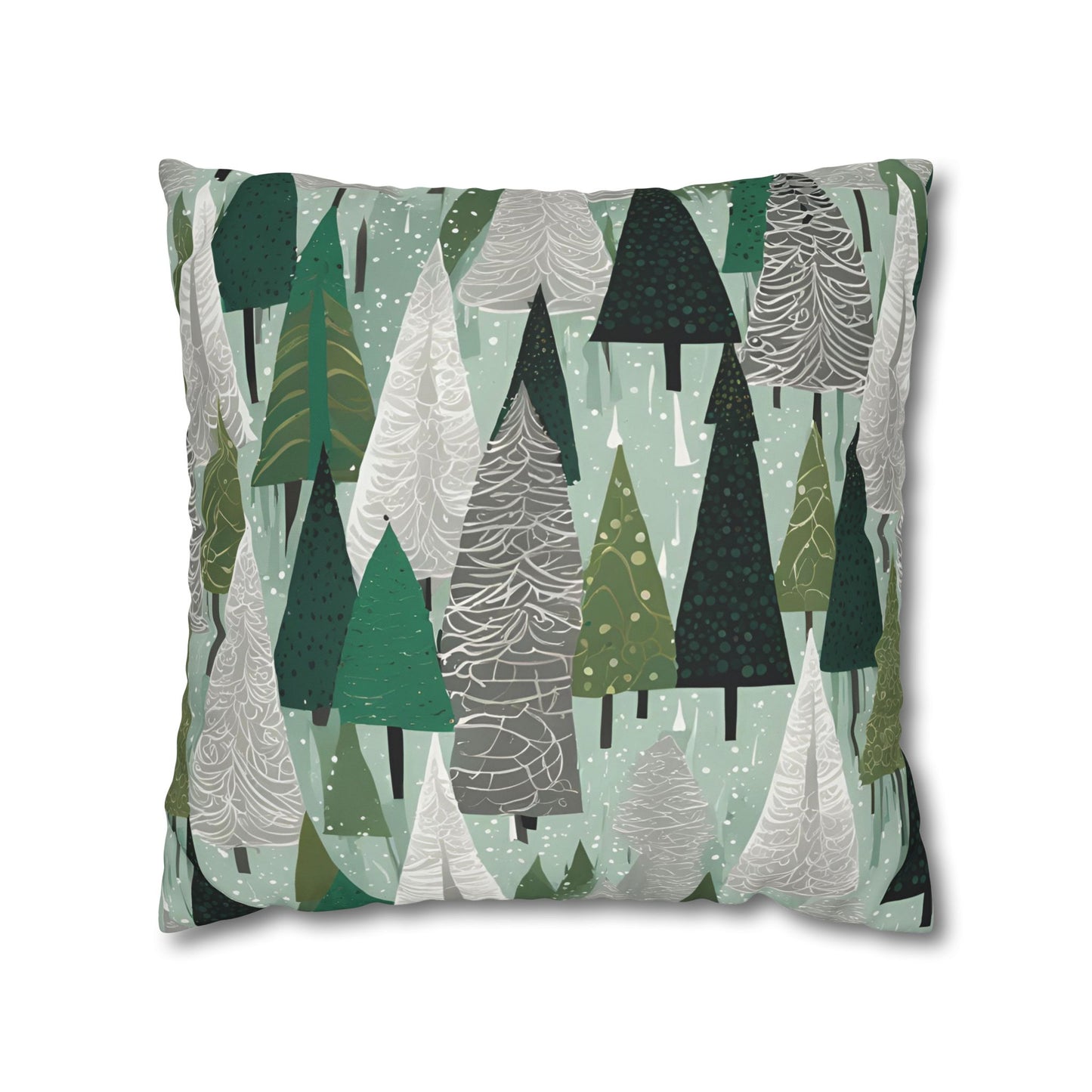 Mint Trees Square Poly Canvas Pillowcase