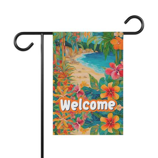 Paradise Found Welcome 2-Sided Garden & House Flag/Banner