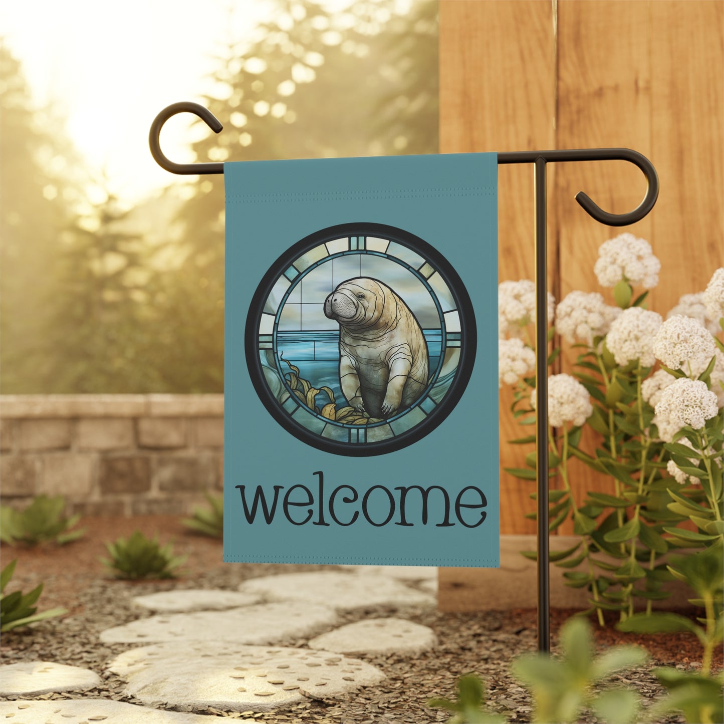 Manatee Welcome 2-sided Garden & House Flag/Banner