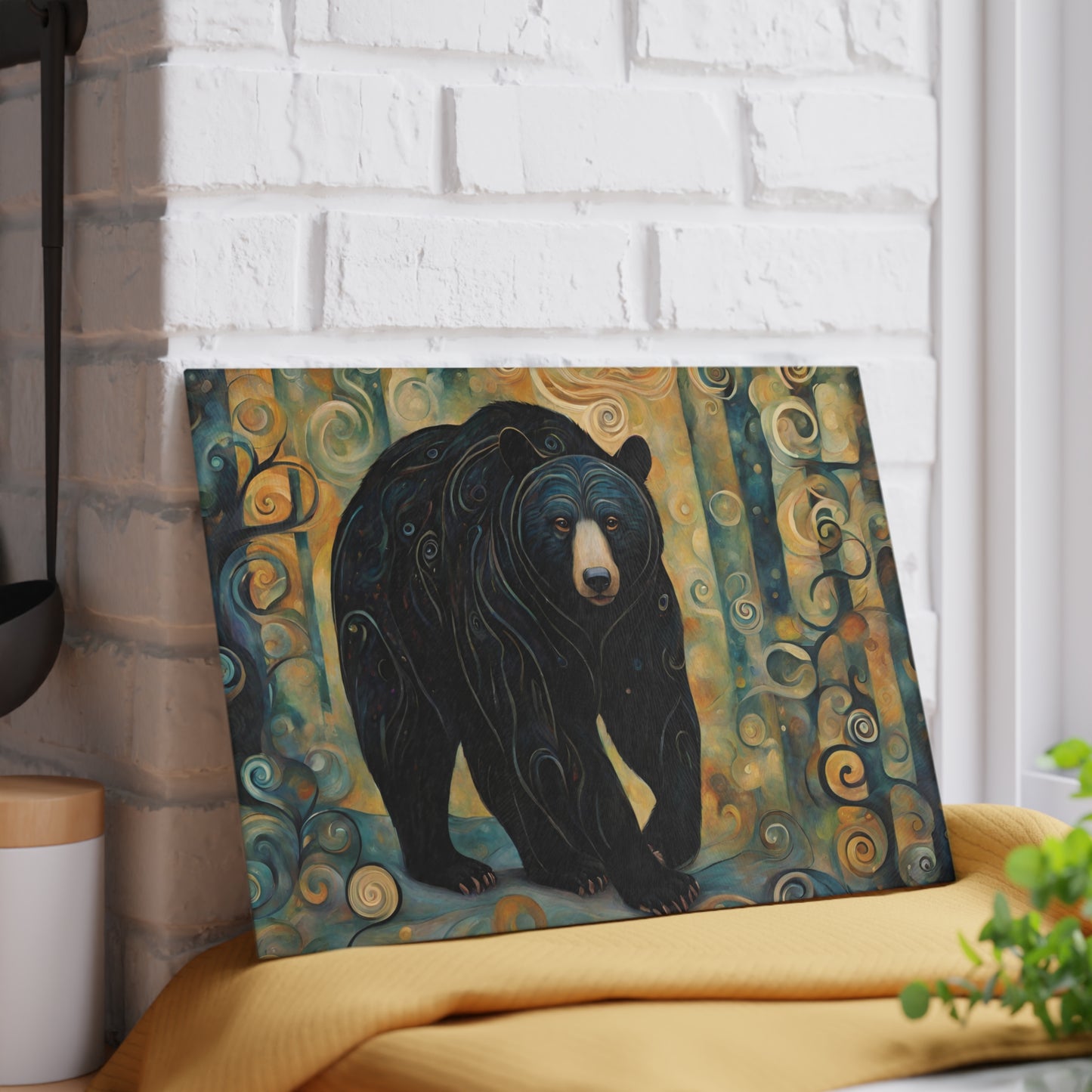 Mountain Forest Black Bear Tempered Glass Cutting Board