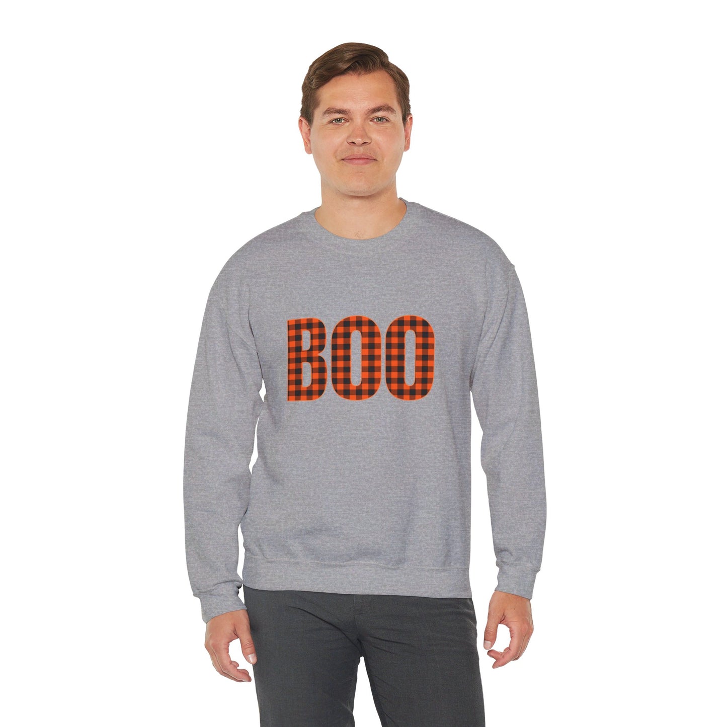 Halloween Plaid BOO Unisex Heavy Blend™ Crewneck Sweatshirt