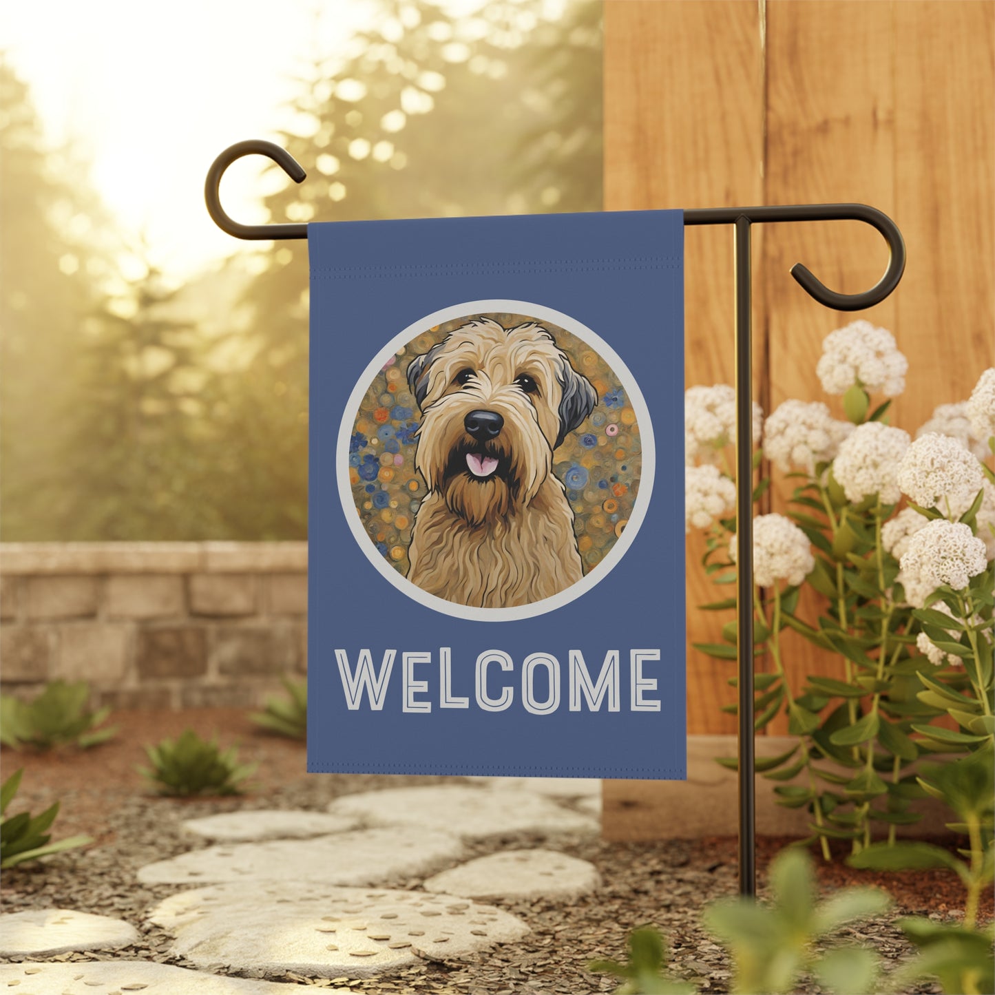 Wheaten Terrier Welcome 2-Sided Garden & House Flag/Banner