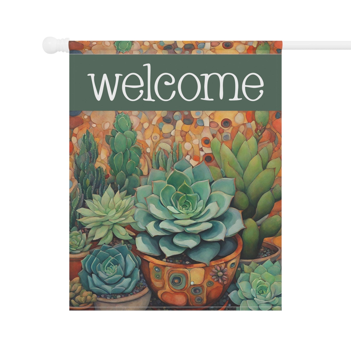 Succulents Welcome 2-Sided Garden & House Flag/Banner