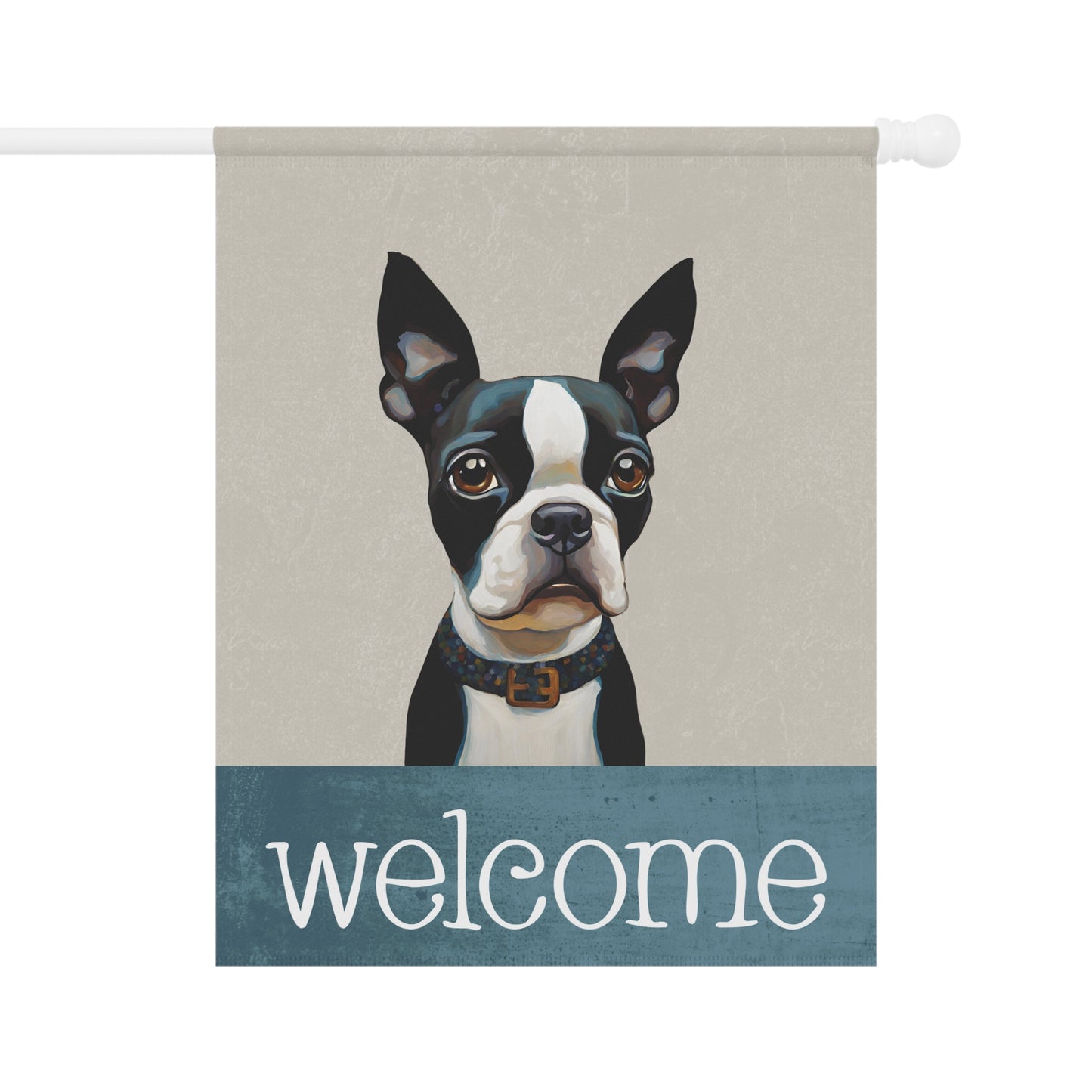 Boston Terrier Welcome 2-Sided Garden & House Flag/Banner