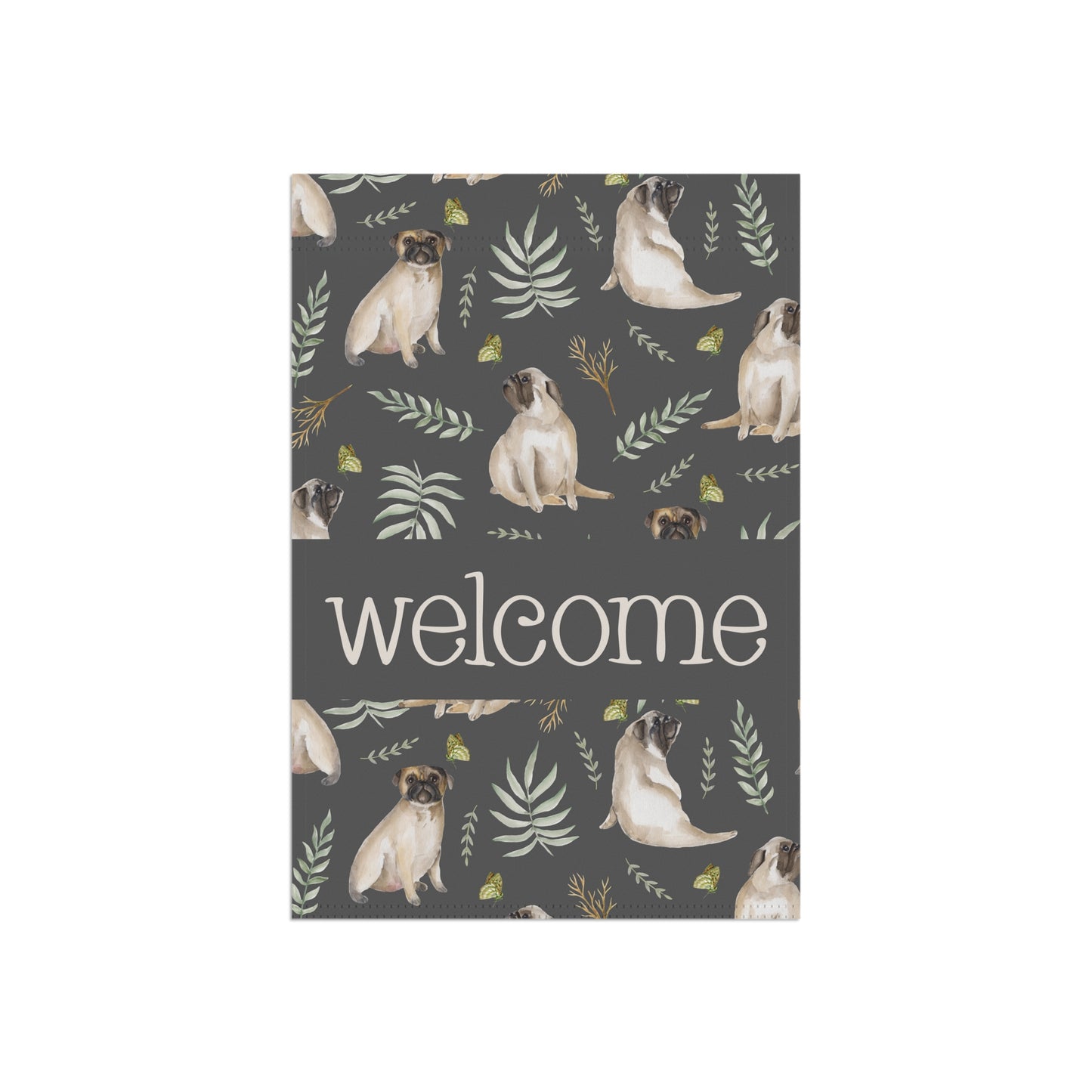 Pug Love Welcome 2-Sided Garden & House Flag/Banner